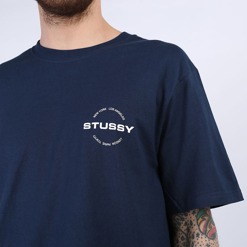 мужская синяя футболка Stussy City Circle Tee 1904501-navy - цена, описание, фото 2
